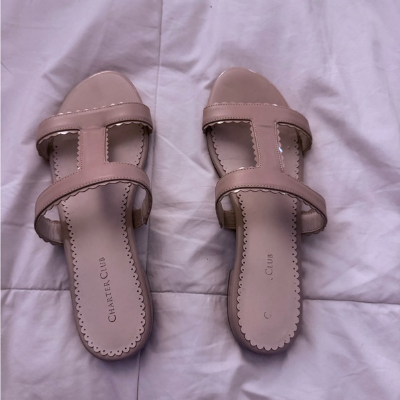 Charter Club Pink Slip-On Sandals with H-Strap Design - Picture 1 of 2